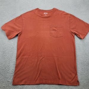Duluth Trading Shirt Mens Large Long Tail‎ Orange Short Sleeve Pocket Casual